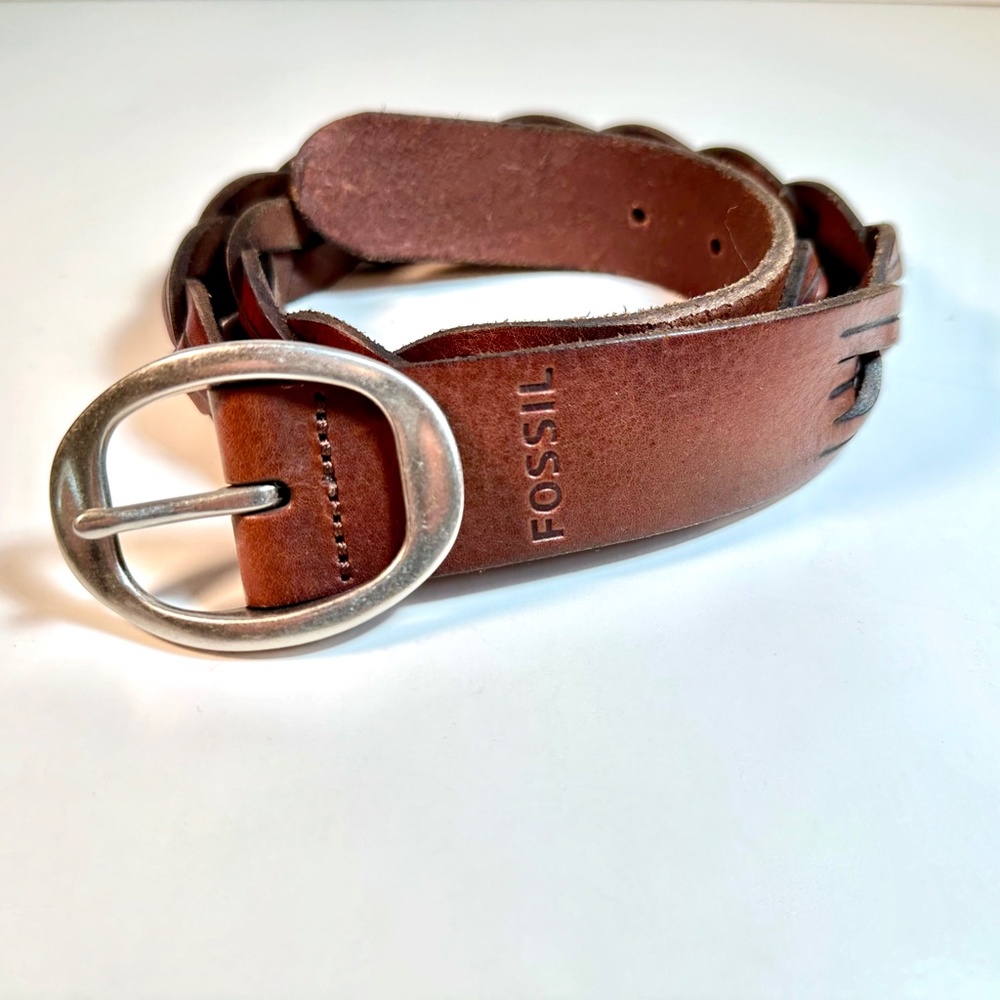 Fossil Leather Braided Belt - L